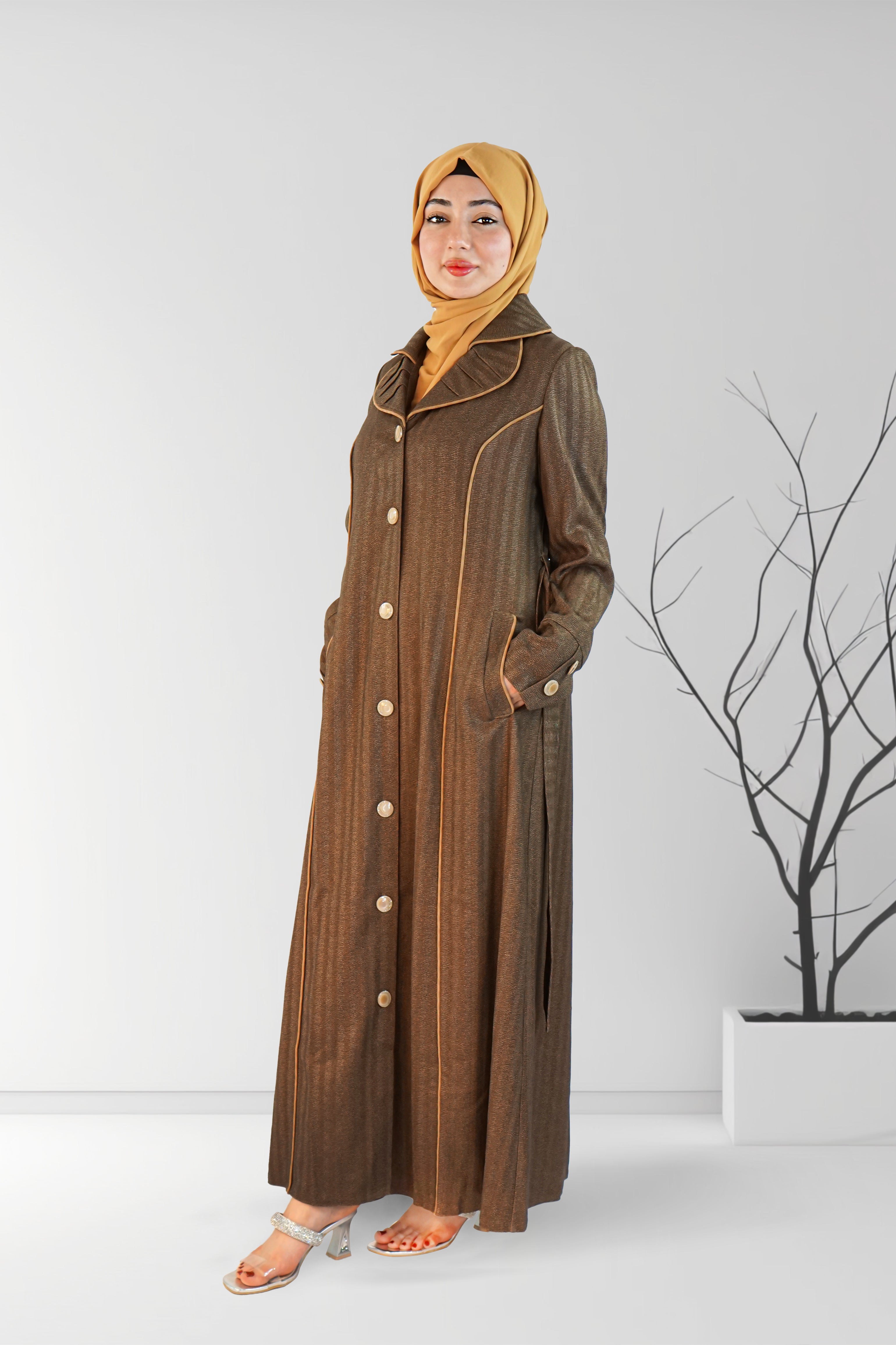 Long Winter Coat with belt | Almanaar Islamic Store