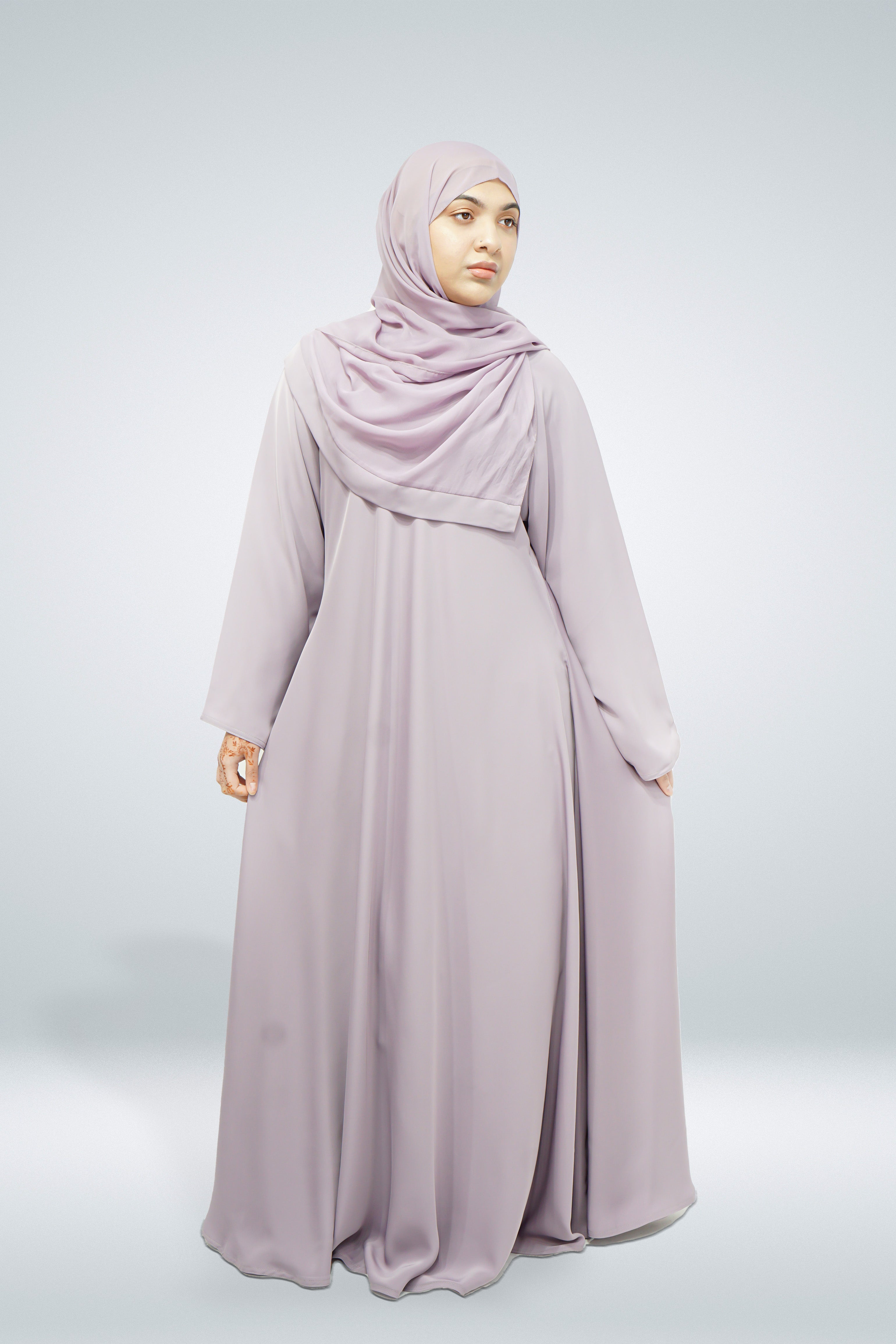 Premium Quality Korean Nida Plain Side Zip Abaya Lavender - almanaar Islamic Store