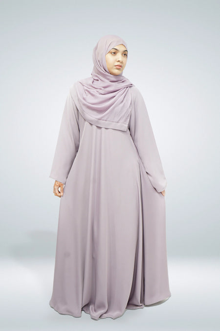 Premium Quality Korean Nida Plain Side Zip Abaya Lavender - almanaar Islamic Store