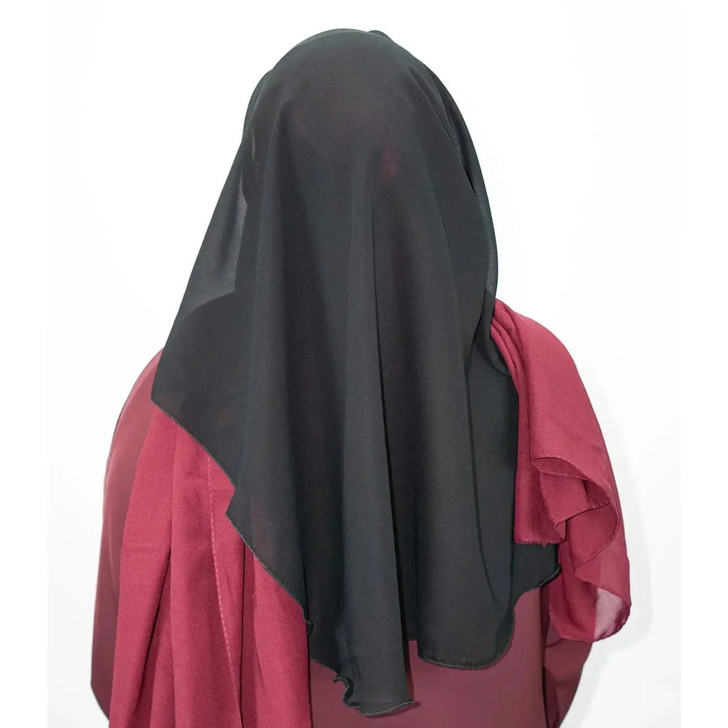 2 Layer Tie Back Niqab Black Large - almanaar Islamic Store