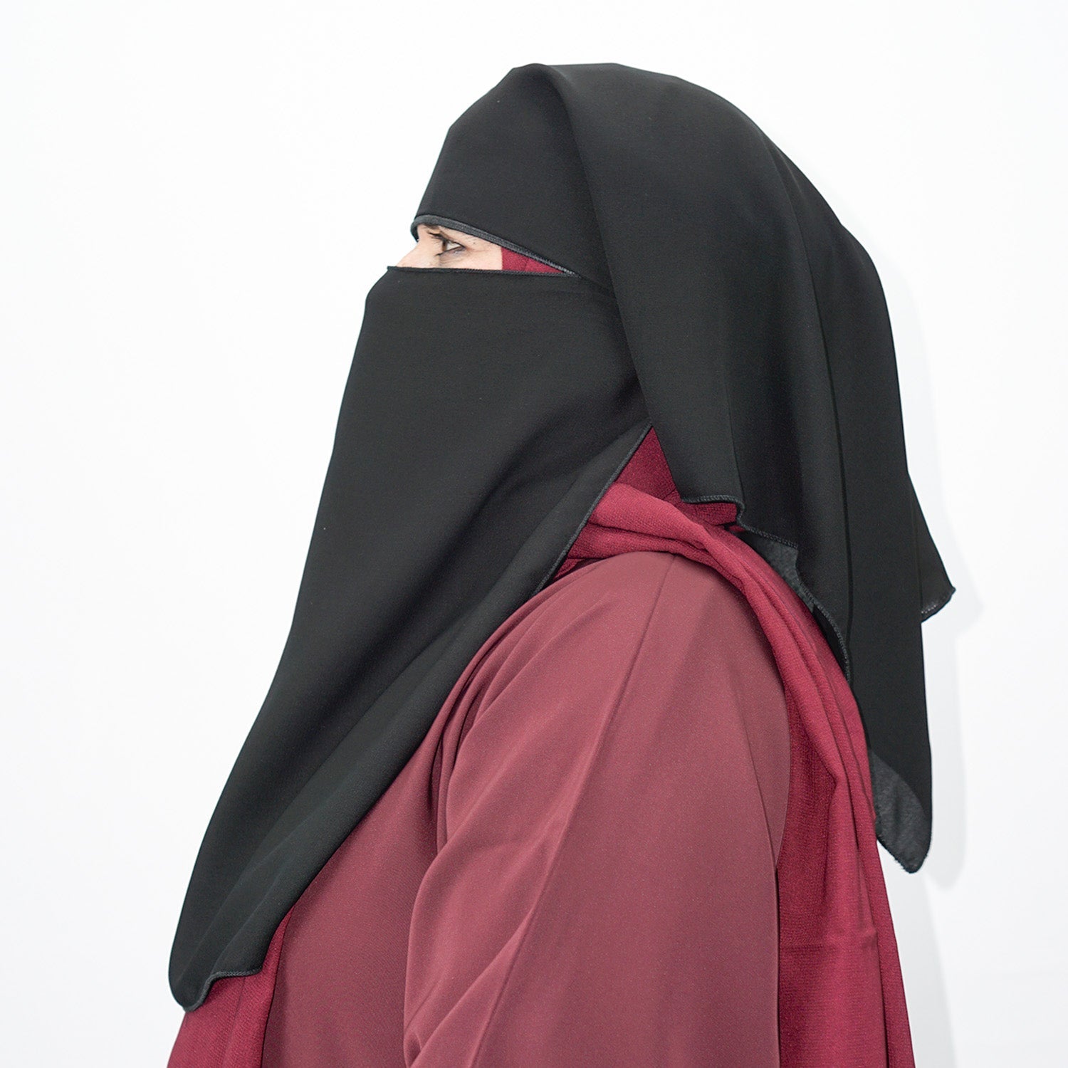 2 Layer Tie Back Niqab Black-almanaar Islamic Store