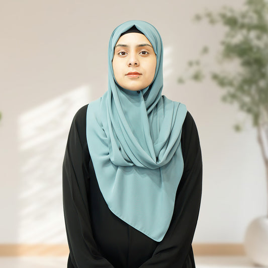 Premium Quality Madina Silk Plain Hijab - Powder Blue