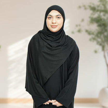 Deluxe Quality Egyptian Jersey Hijab - Black