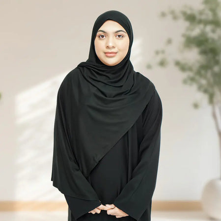 Deluxe Quality Egyptian Jersey Hijab - Black - almanaar Islamic Store