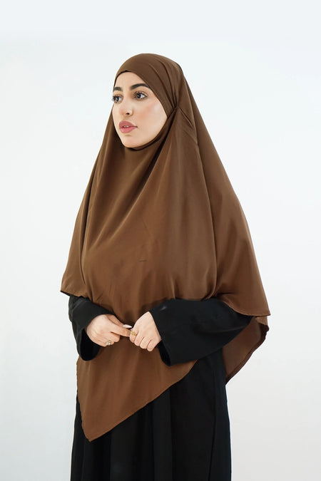 Elegant One-Layer Khimar – Modina Silk Brown almanaar Islamic Store