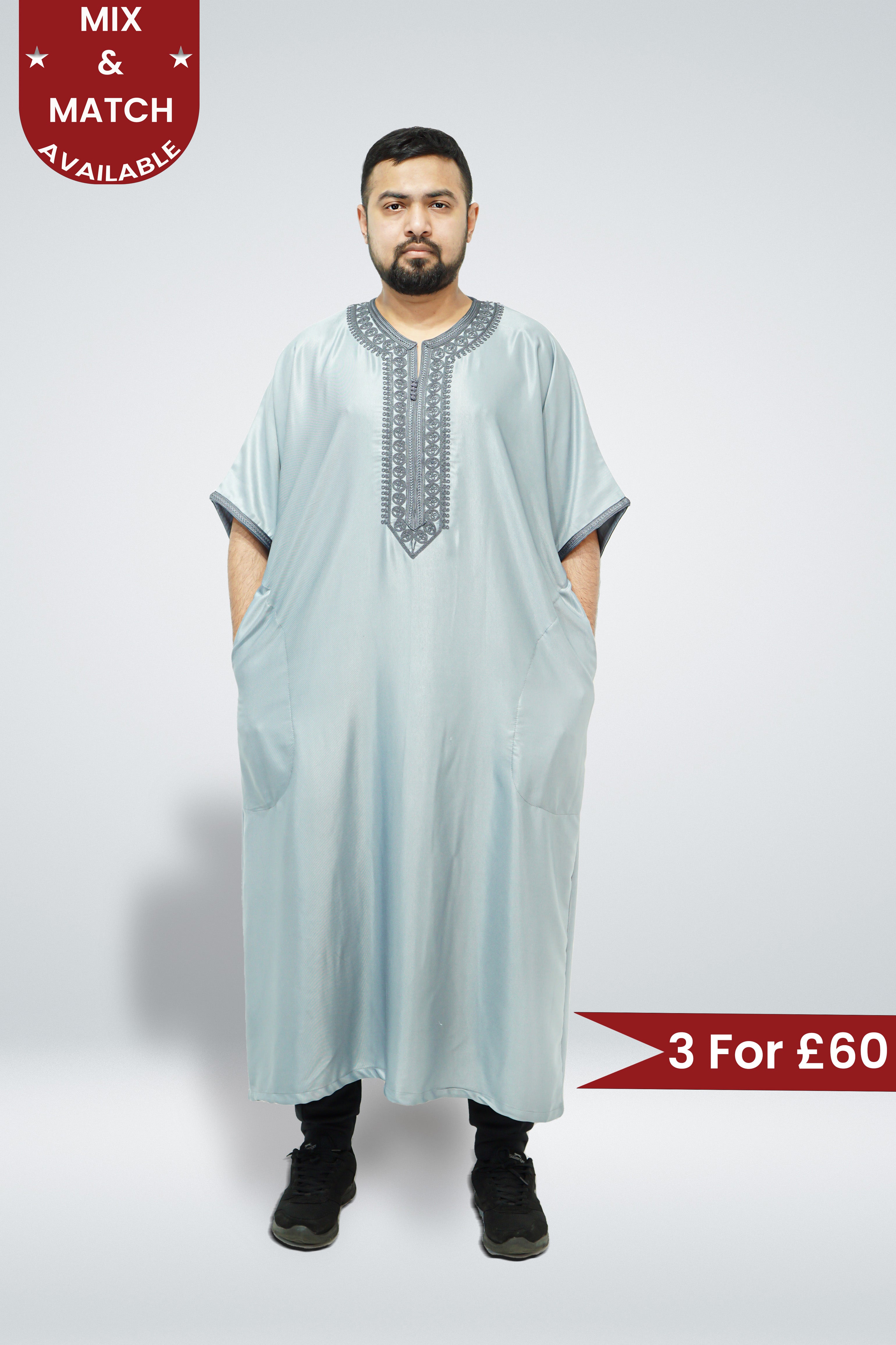 Moroccan Short Sleeve Gandoura - almanaar Islamic Store