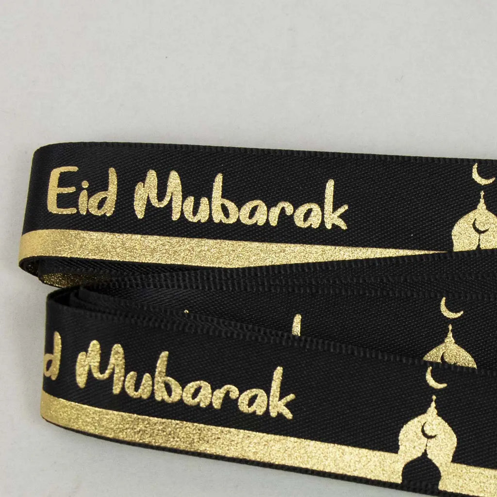 Eid Mubarak Foil Gift Ribbon Black and Gold - almanaar Islamic Store