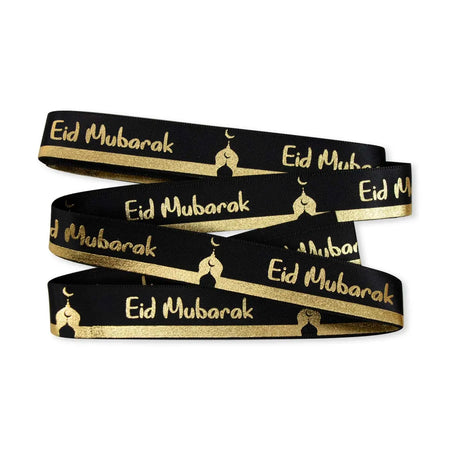 Eid Mubarak Foil Gift Ribbon Black and Gold - almanaar Islamic Store