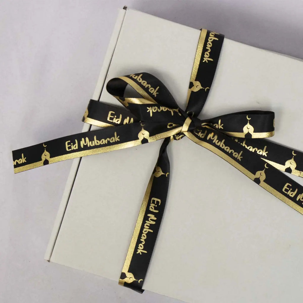 Eid Mubarak Foil Gift Ribbon Black and Gold - almanaar Islamic Store