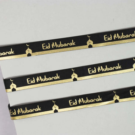 Eid Mubarak Foil Gift Ribbon Black and Gold - almanaar Islamic Store