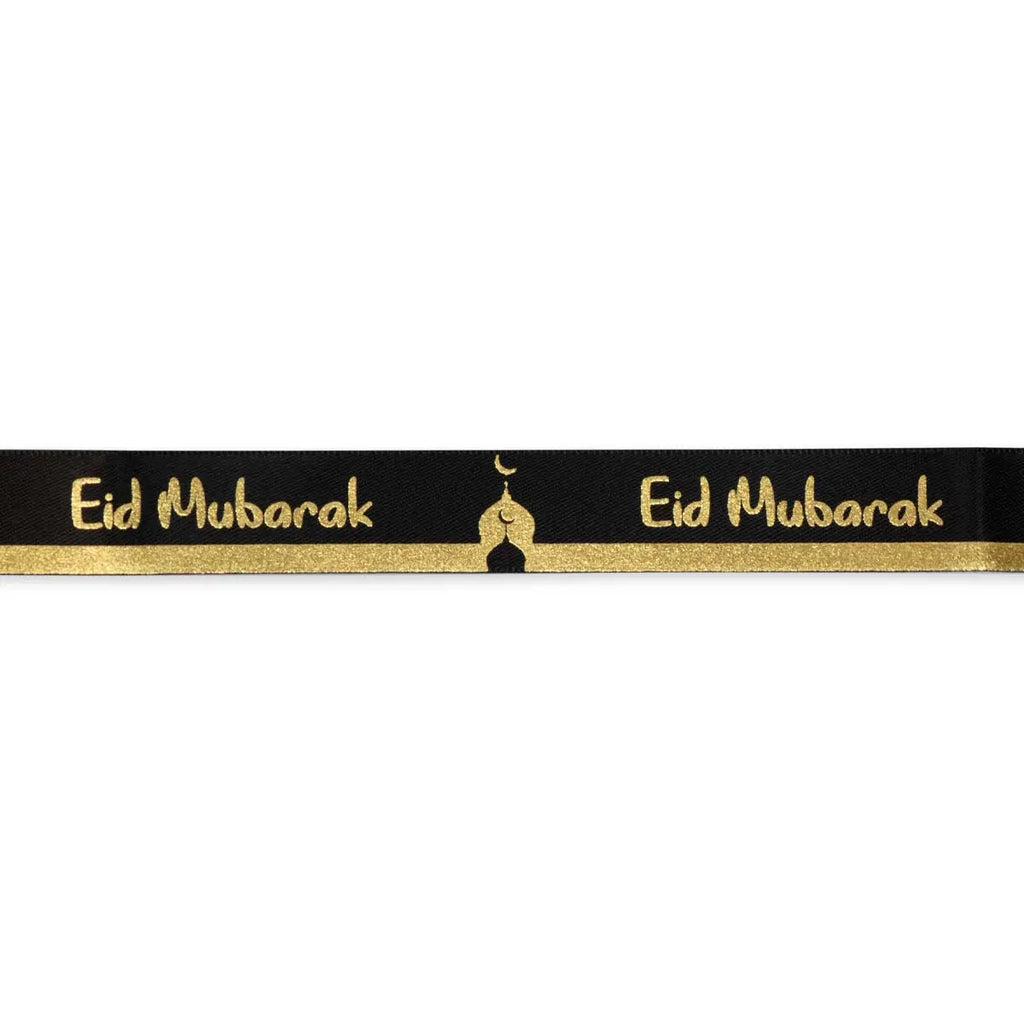 Eid Mubarak Foil Gift Ribbon Black and Gold - almanaar Islamic Store