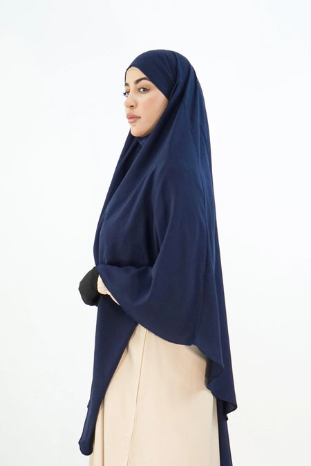 Hurrem Turkish Khimar with Niqab – Modina Silk Navy almanaar Islamic Store