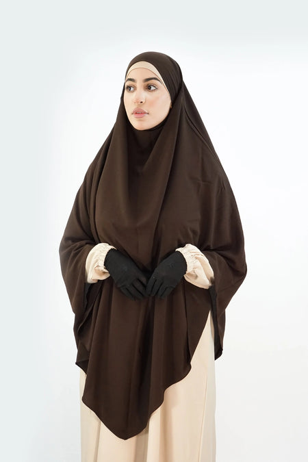 Hurrem Turkish Khimar with Niqab – Modina Silk Brown almanaar Islamic Store