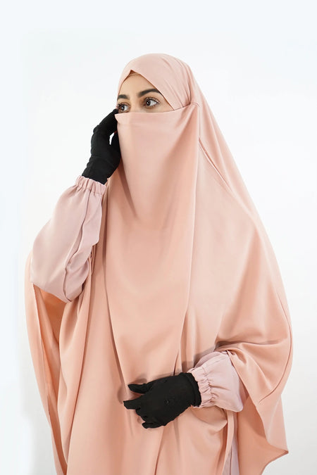 Hurrem Turkish Khimar with Niqab – Modina Silk Nude Pink almanaar Islamic Store