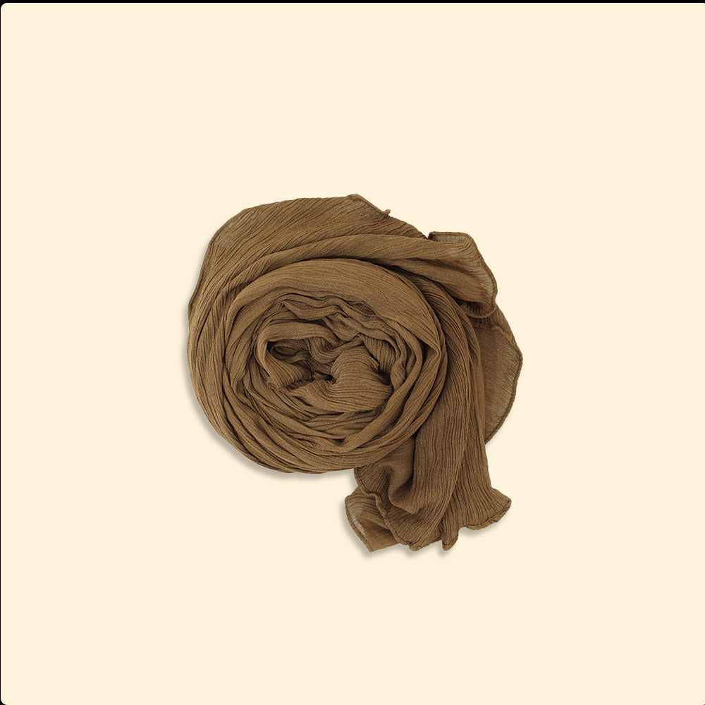Premium Rayon Crinkle Hijab - Maxi Size - Light Brown