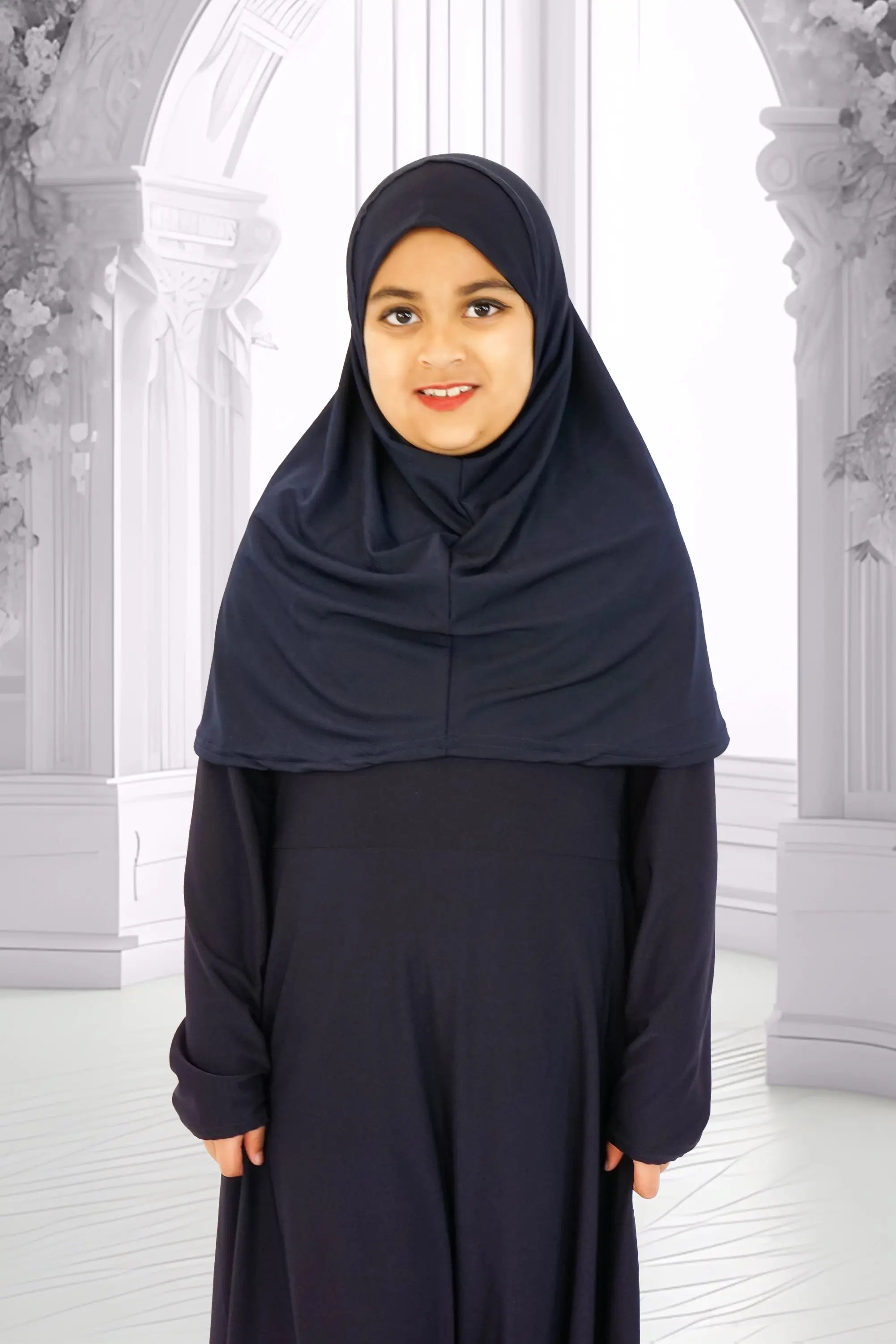 Girls Jersey Abaya Navy almanaar Islamic Store