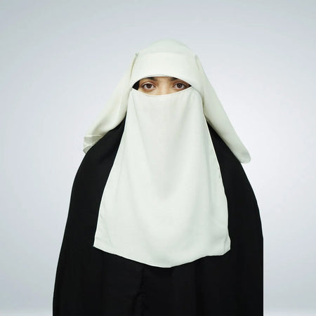 3 Layer Tie Back Niqab Off White - almanaar Islamic Store