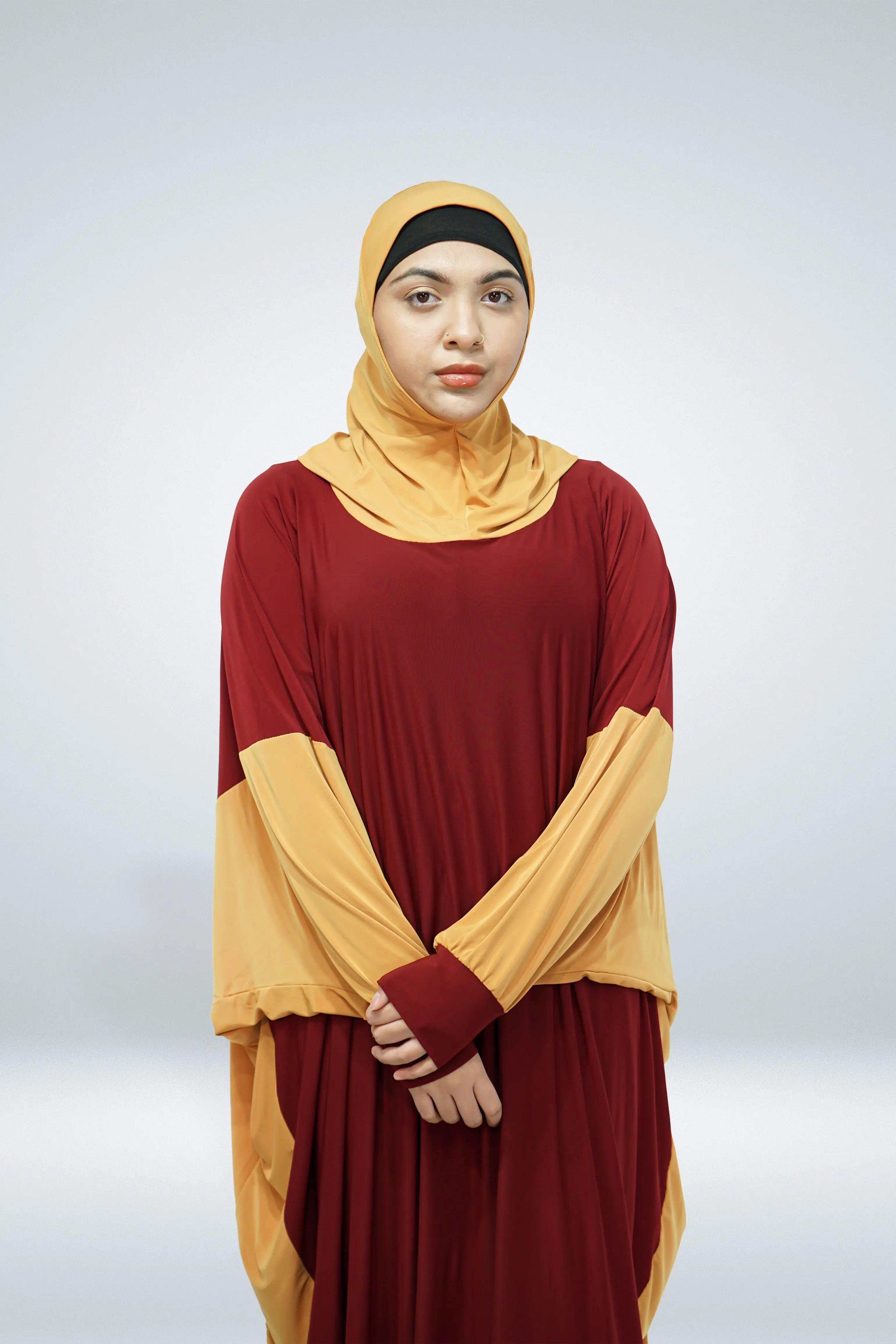 One Piece Jersey Material Two Colour Prayer Dress - almanaar Islamic Store