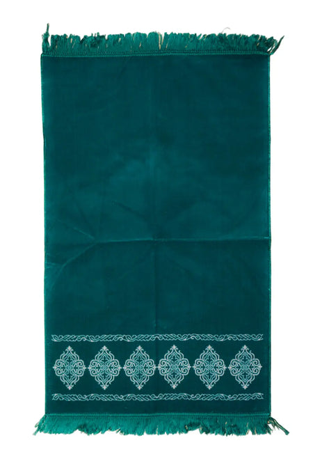 Emerald Teal Velvet Prayer Mat with Elegant pattern China