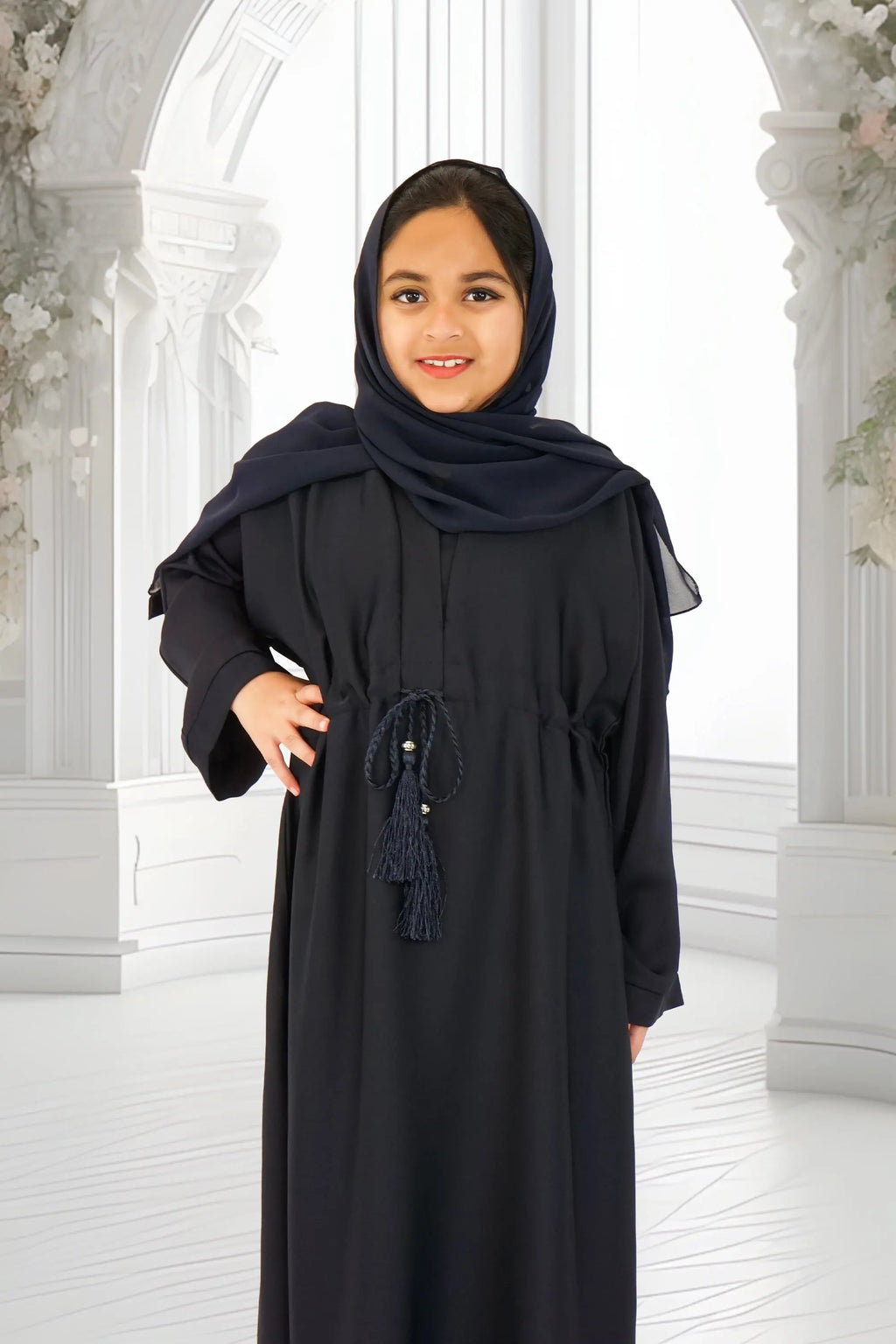 Girls Umbrella Belt Abaya Navy almanaar Islamic Store