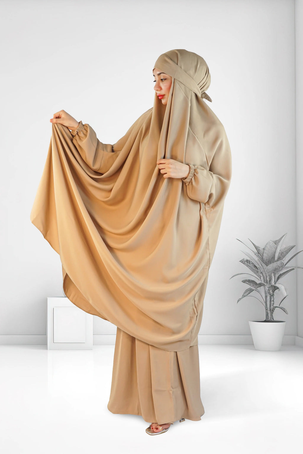 Premium Two Piece Jilbab Set Nude almanaar Islamic Store