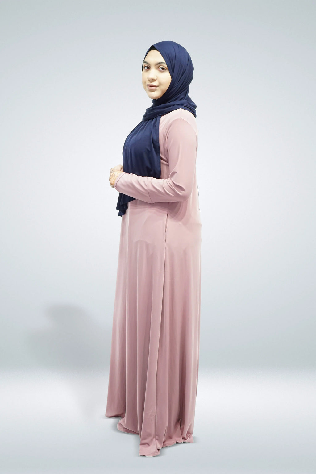 Pink Plain Jersey Abaya With Pocket - almanaar Islamic Store