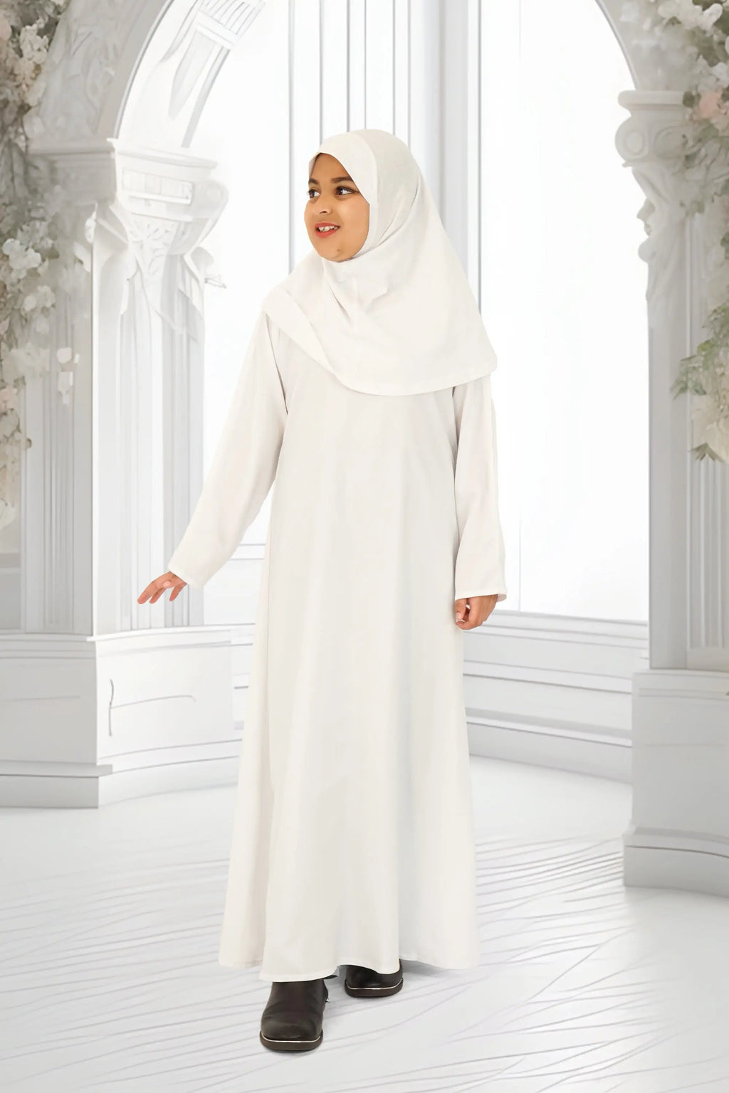 Girls One-Button Plain Abaya almanaar Islamic Store