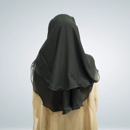 3 Layer Tie Back Niqab Black - almanaar Islamic Store