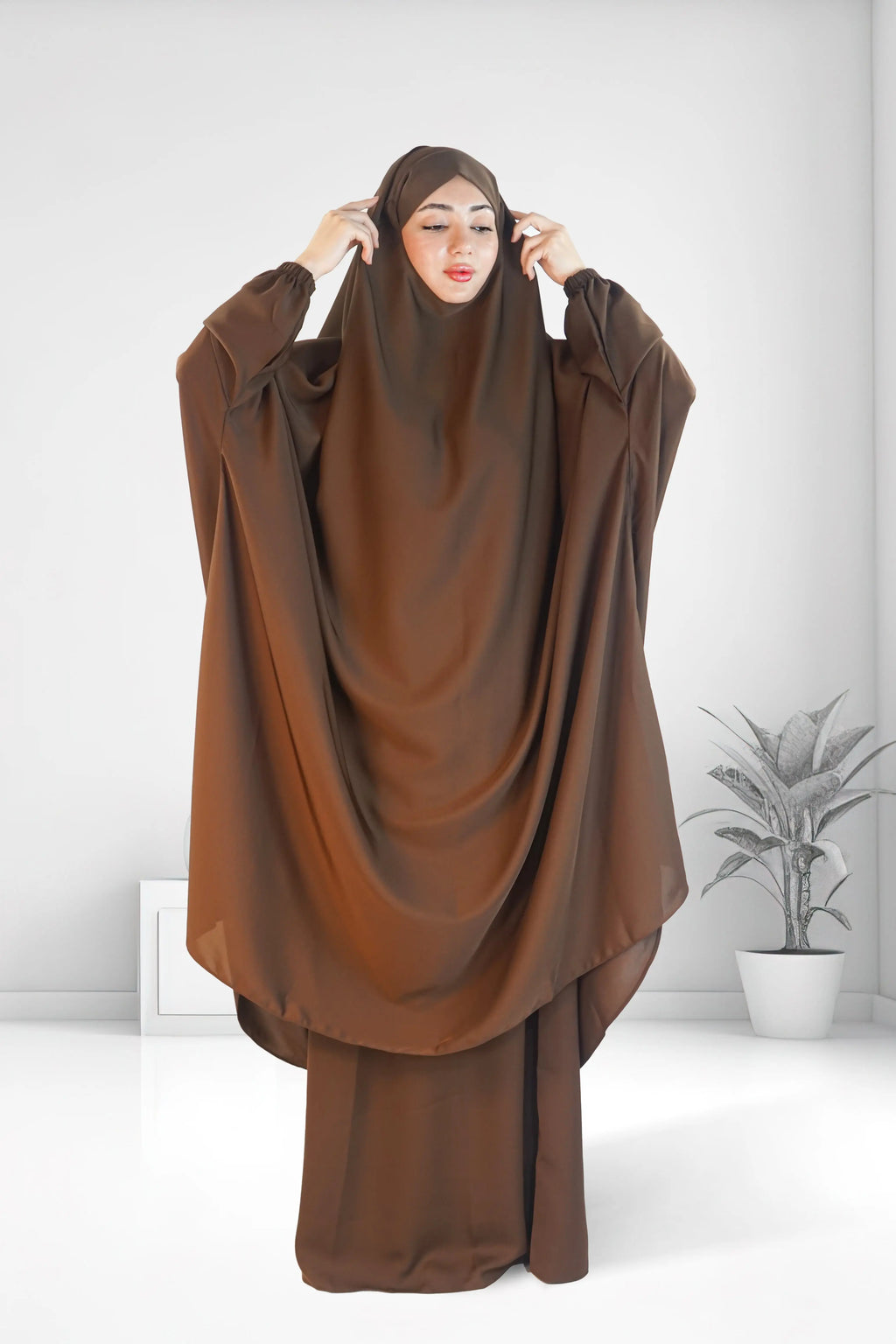 Premium Two Piece Jilbab Set Brown almanaar Islamic Store