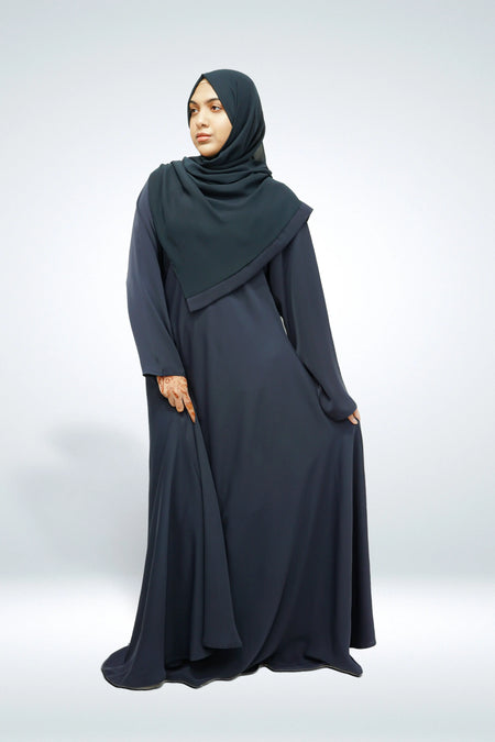 Premium Quality Korean Nida Plain Side Zip Abaya Navy - almanaar Islamic Store