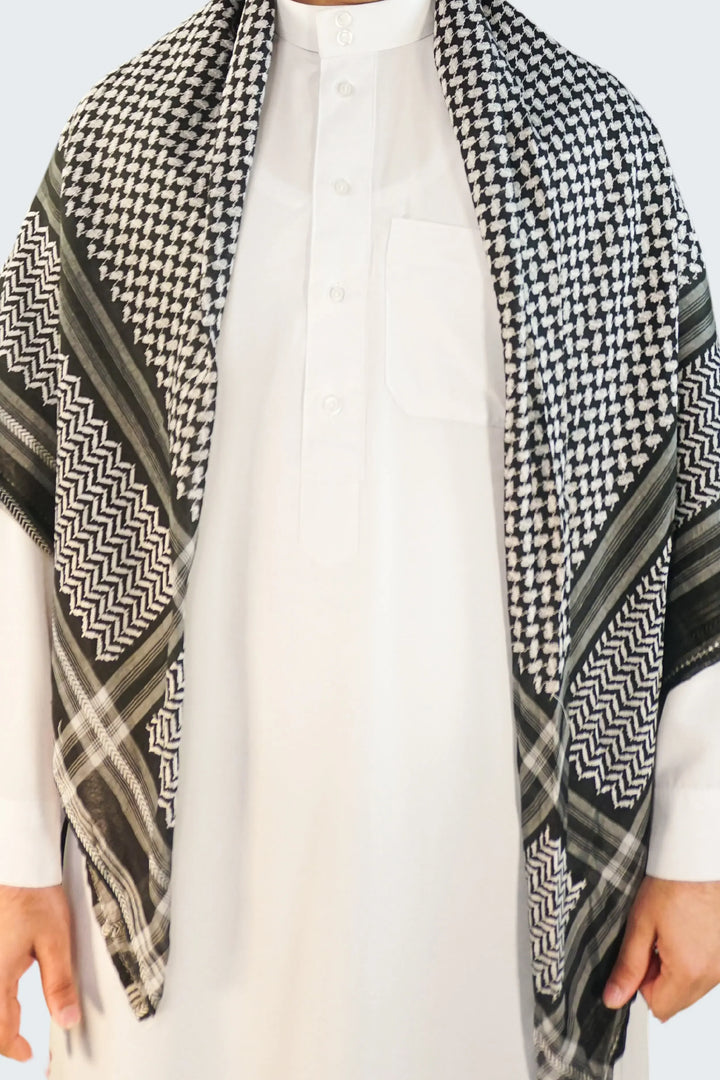 Keffiyeh Scarf Classic White and Black – Traditional Middle Eastern ...