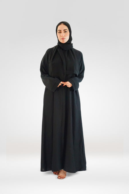 Classic Full Open Button Abaya – Black - almanaar Islamic Store