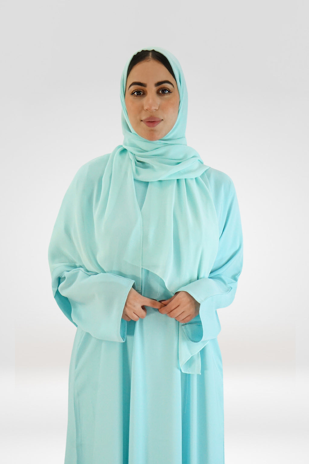 Elegant One-Button Plain Abaya – Pastel - almanaar Islamic Store