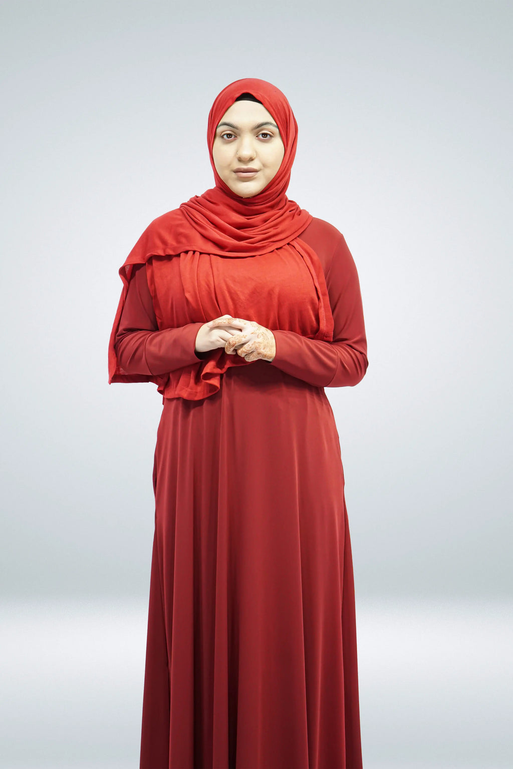 Maroon Plain Jersey Abaya With Pocket - almanaar Islamic Store