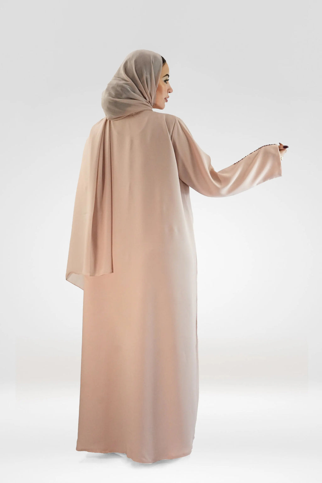 Pink Kimono Abaya with Front Beading - almanaar Islamic Store