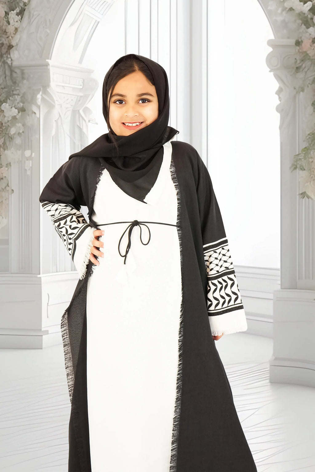 Girls Palestine 2-Piece Abaya Black almanaar Islamic Store