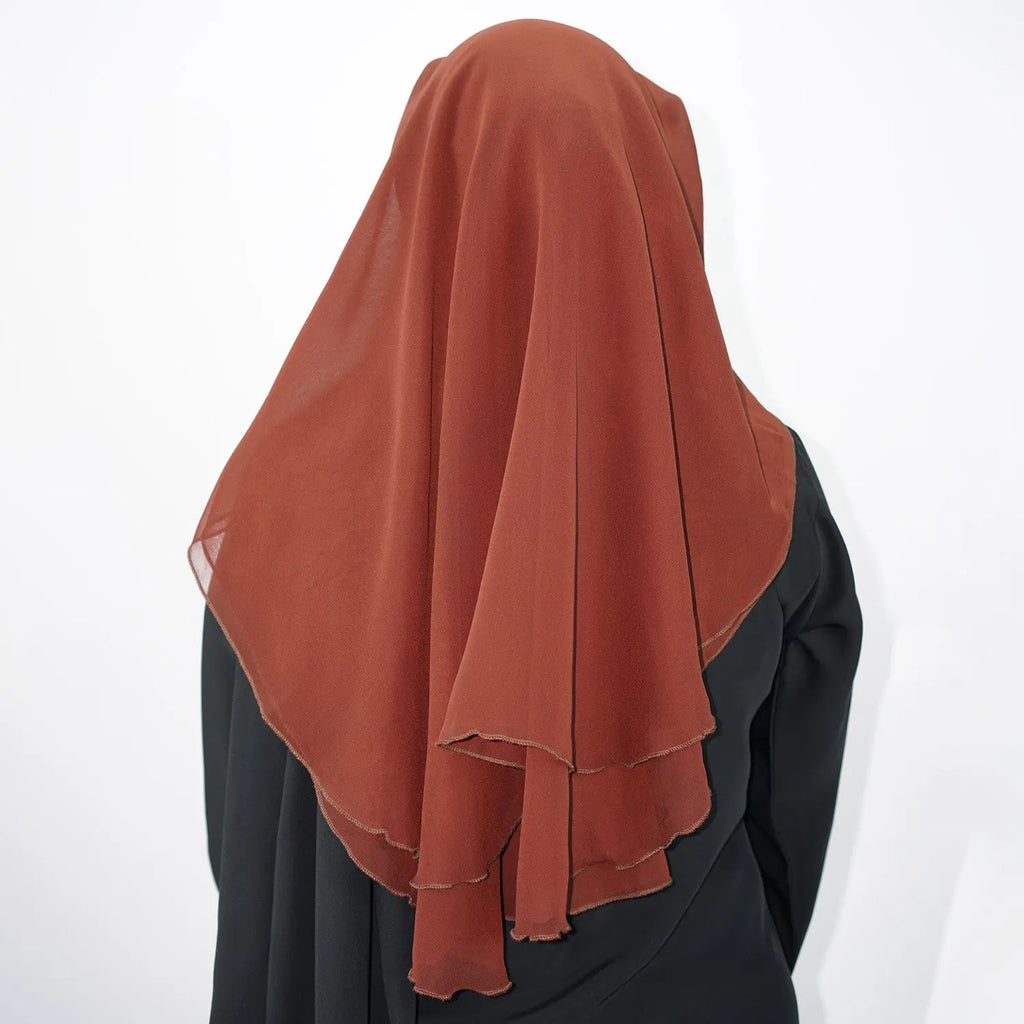 3 Layer Niqab Tie Back Brown-almanaar Islamic Store