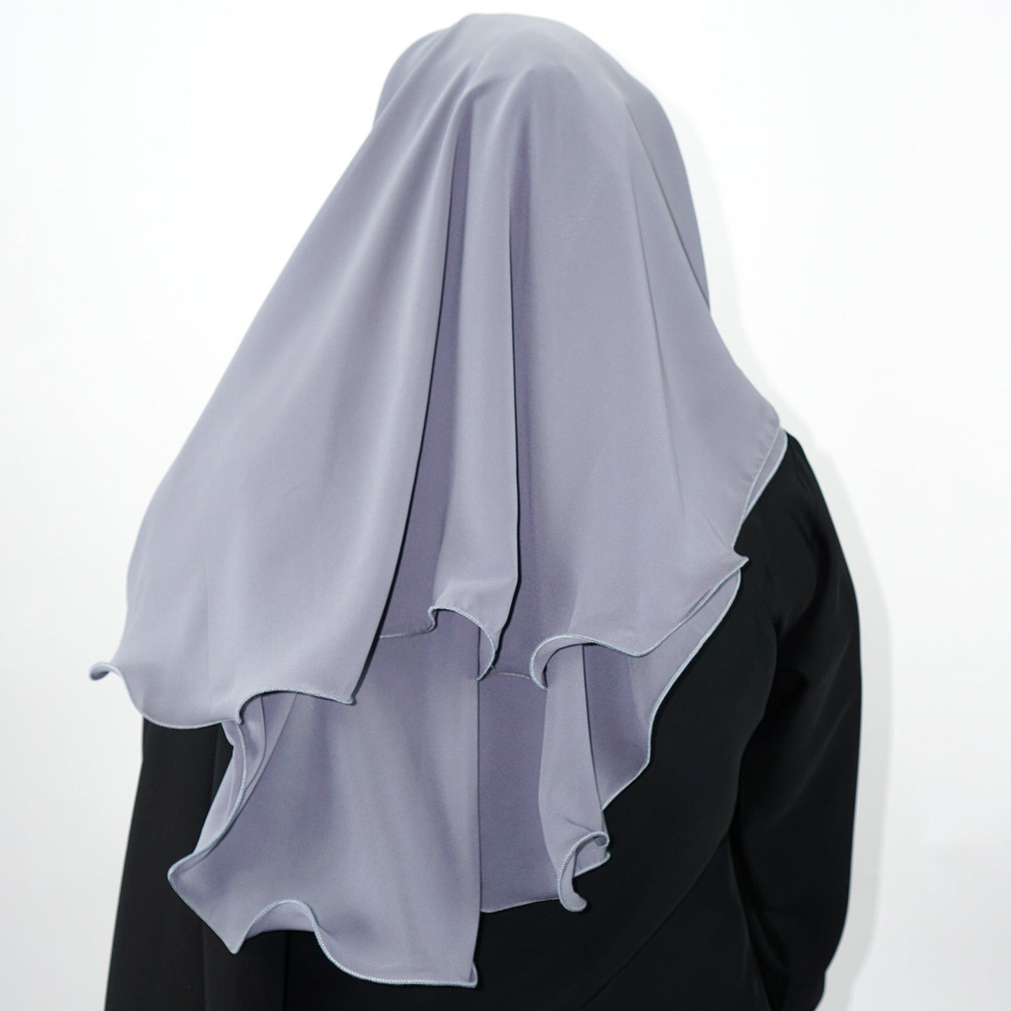 3 Layer Tie Back Niqab Dark Grey-almanaar Islamic Store