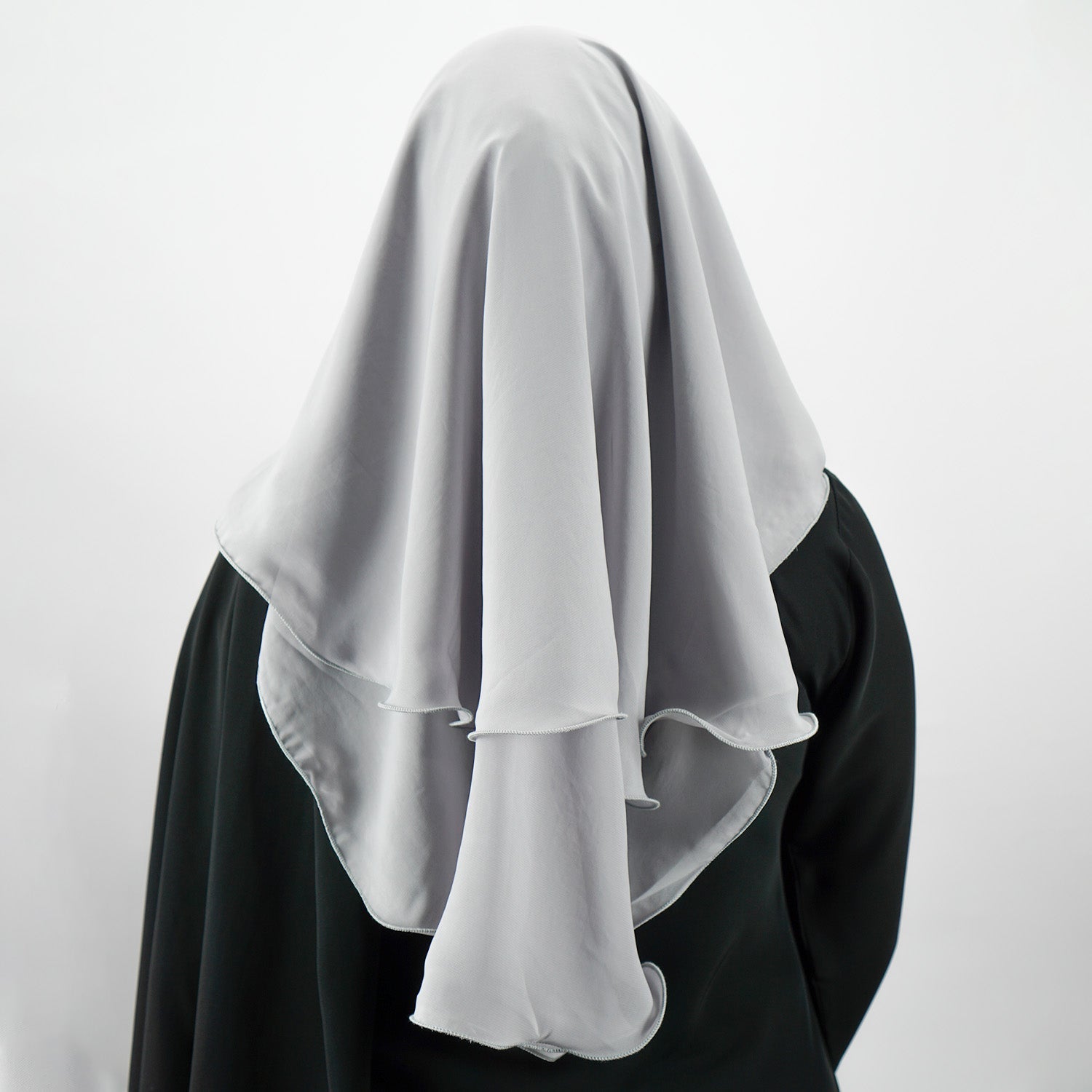 3 Layer Tie Back Niqab Grey-almanaar Islamic Store