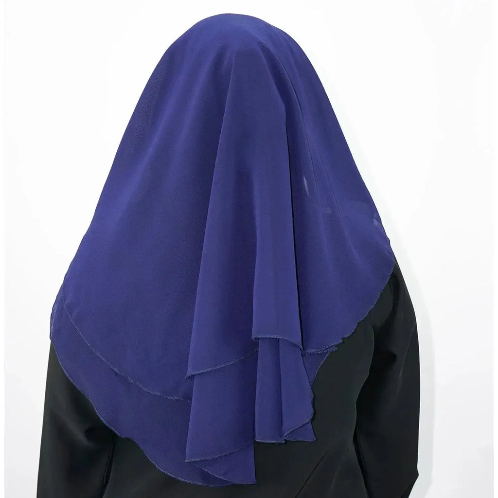 3 Layer Tie Back Niqab Navy Blue - almanaar Islamic Store