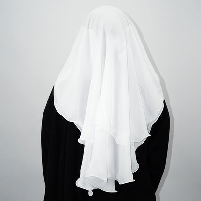 3 Layer Tie Back Niqab White-almanaar Islamic Store