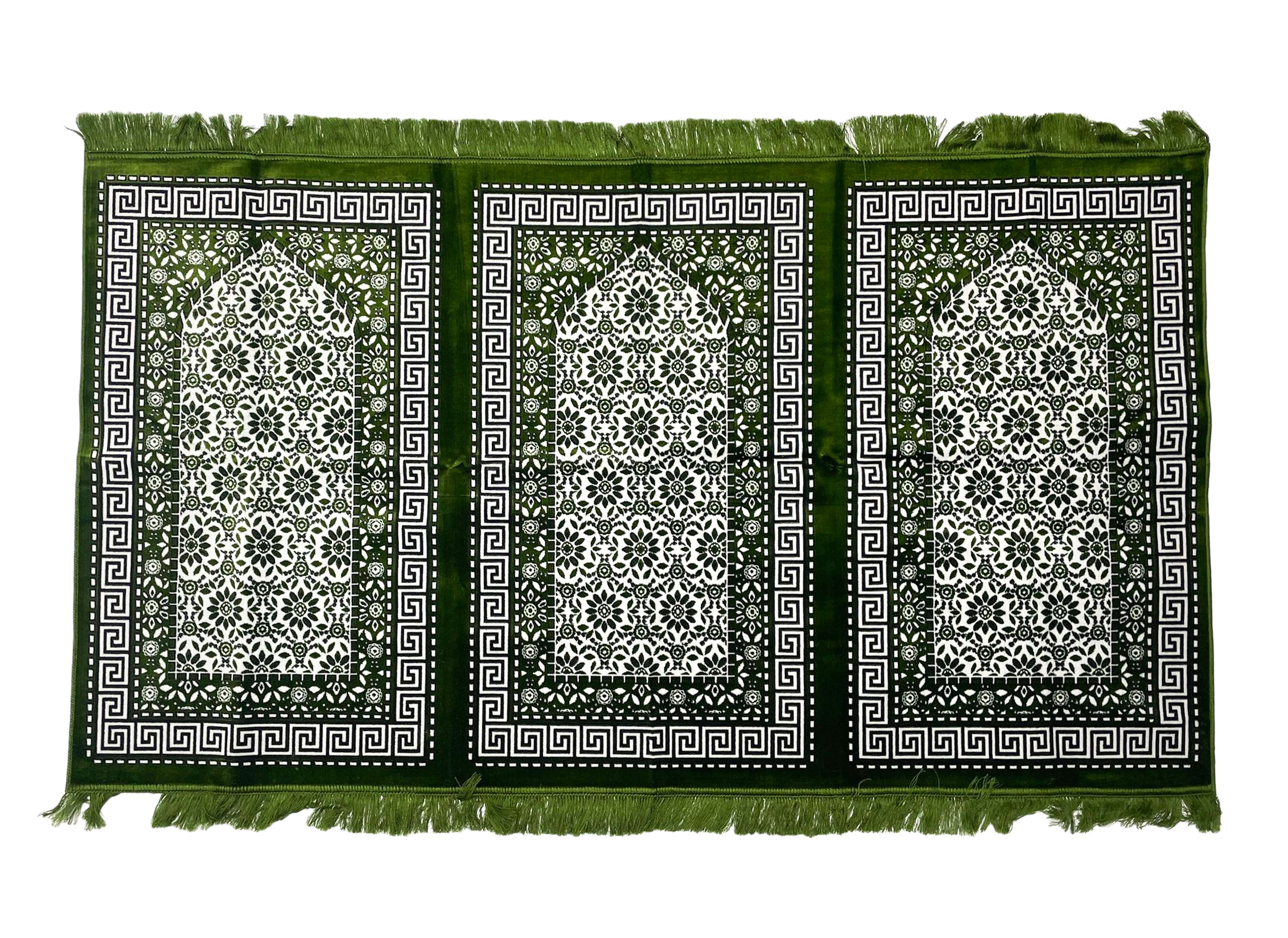 3 Person Soft Velvet Mirab Pattern Turkish Islamic Prayer Mat - almanaar Islamic Store