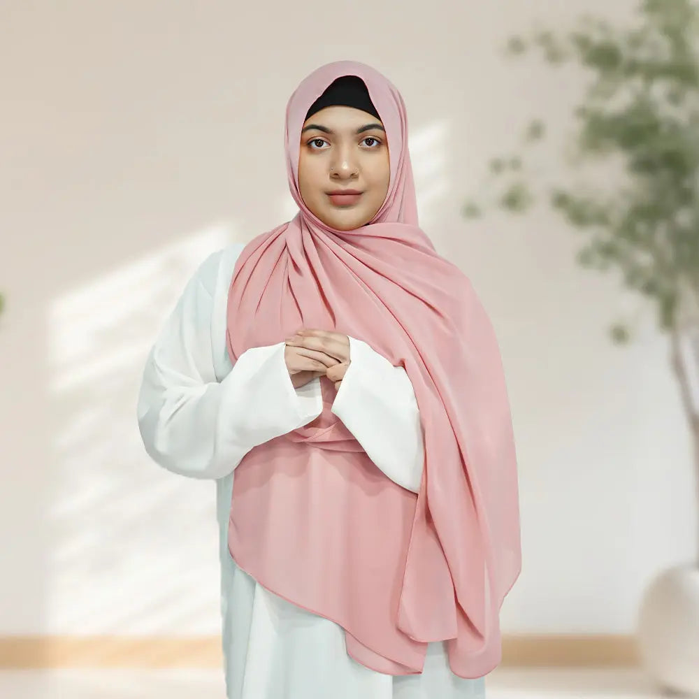 Maxi Chiffon Hijab - Pink - almanaar Islamic Store