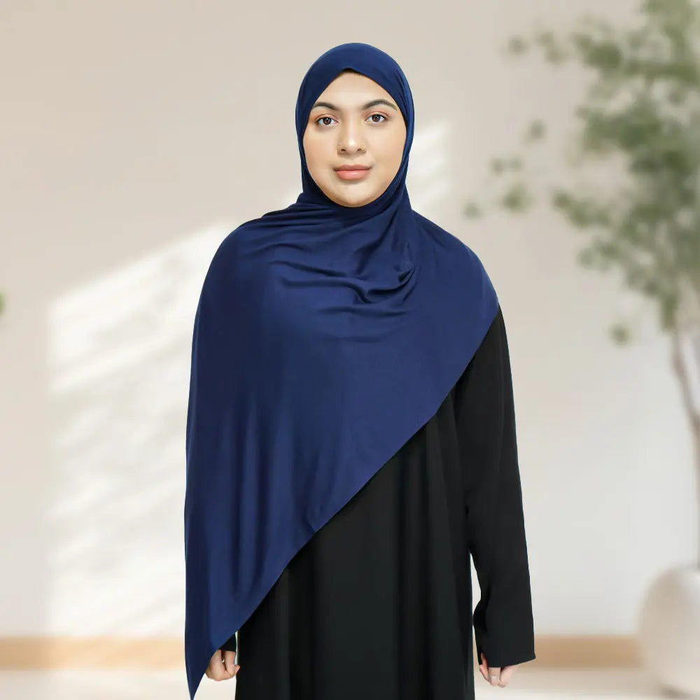 Deluxe Quality Egyptian Jersey Hijab - Navy - almanaar Islamic Store