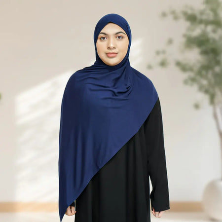 Deluxe Quality Egyptian Jersey Hijab - Navy - almanaar Islamic Store