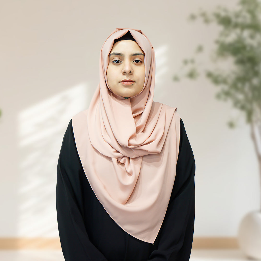 Premium Quality Madina Silk Plain Hijab - Peach - almanaar Islamic Store