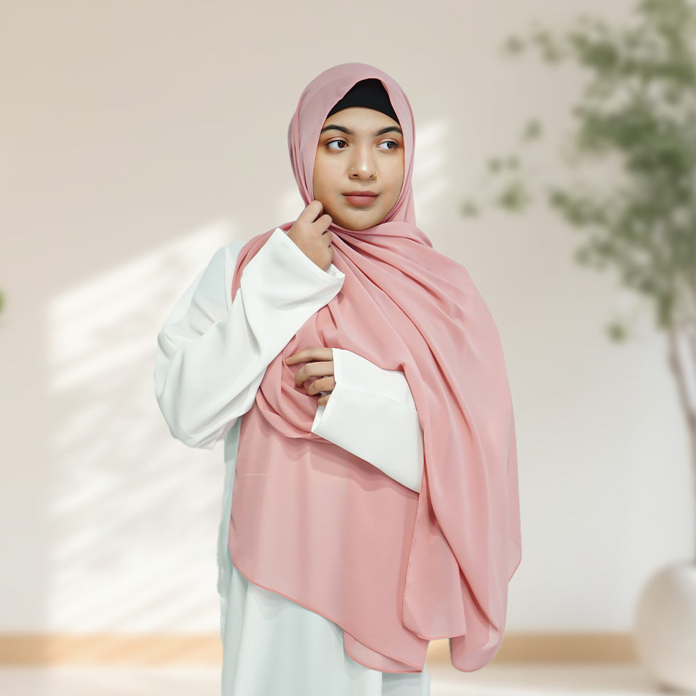 Maxi Chiffon Hijab - Pink - almanaar Islamic Store