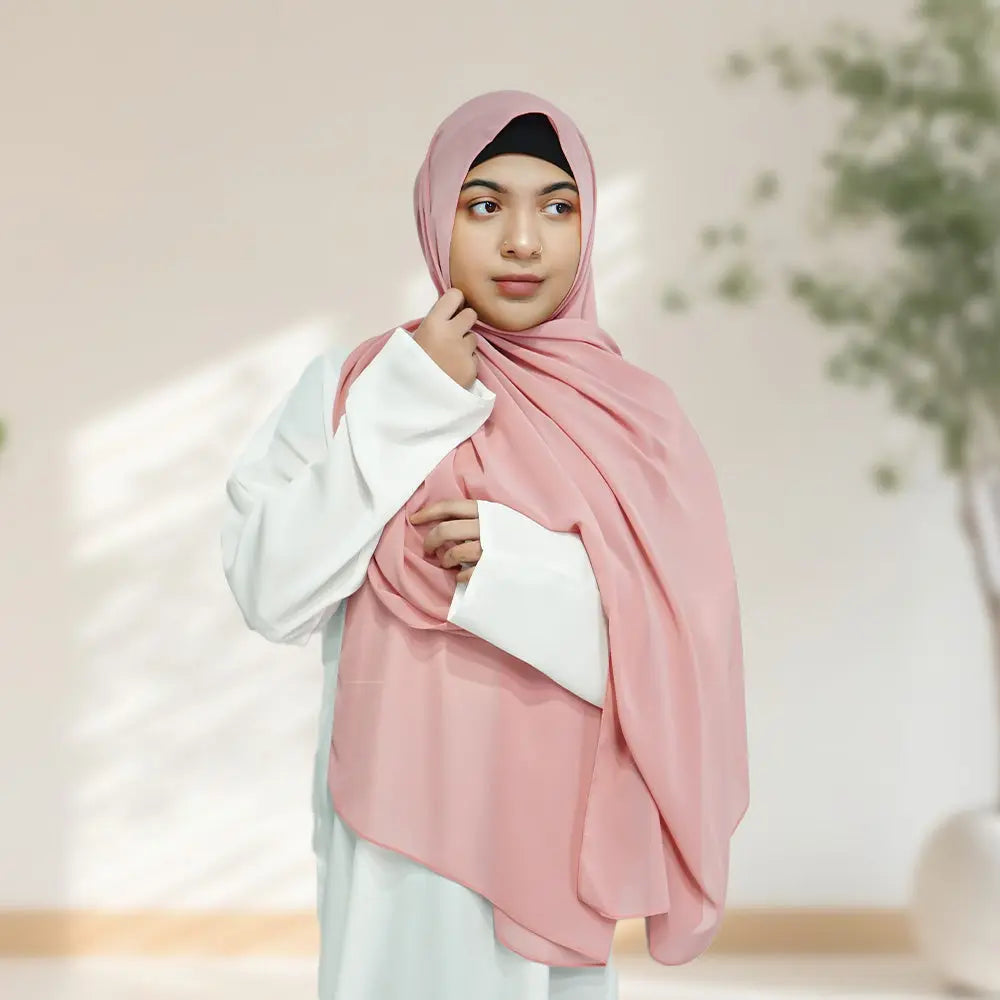 Maxi Chiffon Hijab - Pink - almanaar Islamic Store