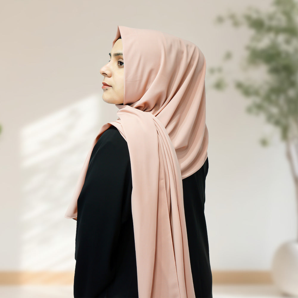 Premium Quality Madina Silk Plain Hijab - Peach