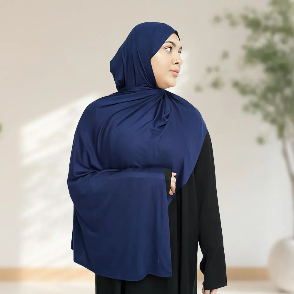 Deluxe Quality Egyptian Jersey Hijab - Navy - almanaar Islamic Store